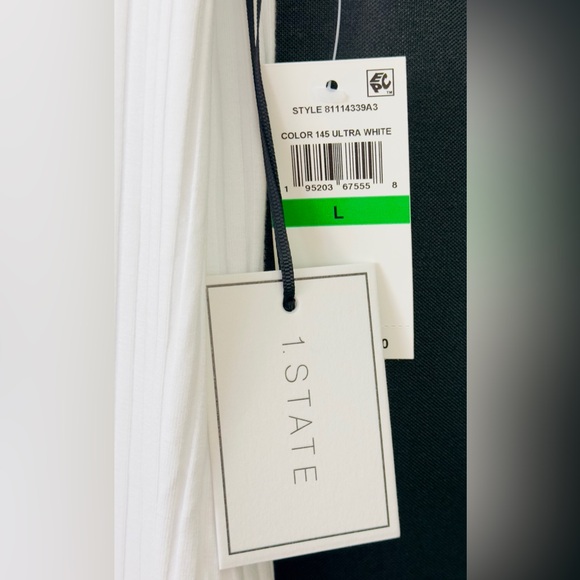 1. State - Ultra White Ribbed Scoop Neck Thong Bodysuit Large   New with… - Picture 3 of 8